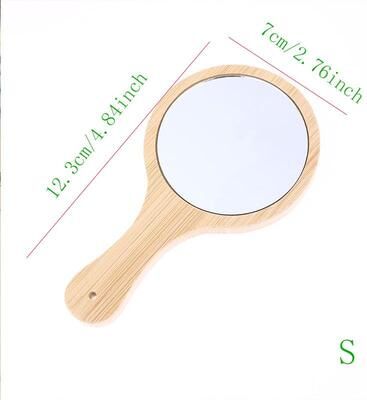 Fusion Finds Portable Handheld Makeup Mirror With Natural Bamboo Handle Round Travel Vanity Mirror s