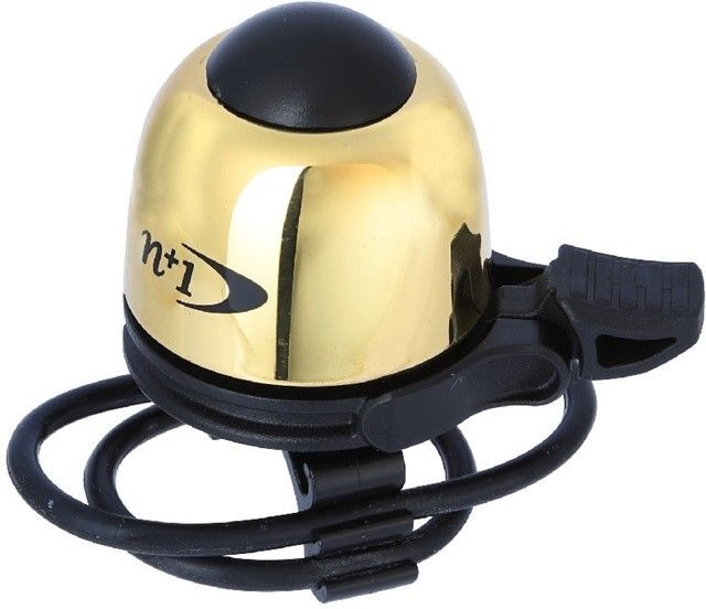 Bike Attitude Cykelklokke Med Messingtop Og Sort Hammer 27 Mm, Gummibånd 19,2-31,8 Mm