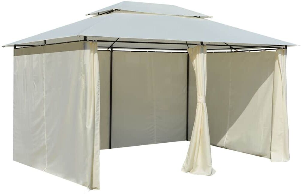 vidaXL Tonnelle avec rideaux 4 x 3 m Blanc