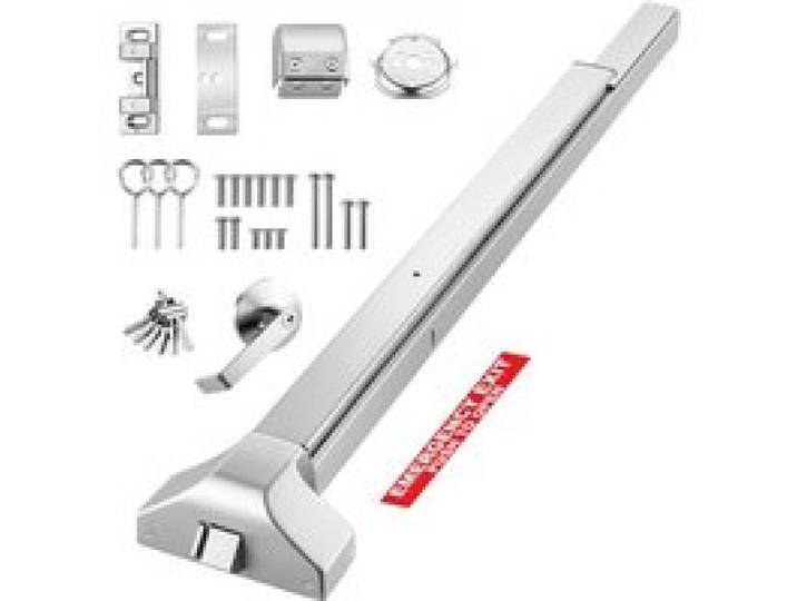 VEVOR Panikstange 1045 mm, Notausgangsstange für Notausgangstüren, Notausgangstürbeschlag mit Außenhebelgriff & 6 Schlüsseln, für 104 bis 155 cm Breite Holz- oder Metalltüren, Silber