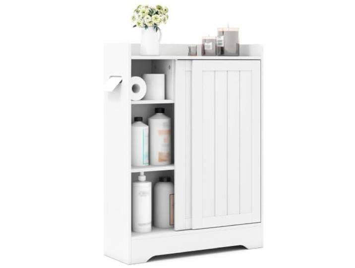 Helloshop26 Badezimmerschrank, schmal, mit 2 verstellbaren Einlegeböden und einfachem Zugang, MDF, Weiß, 20_0010242