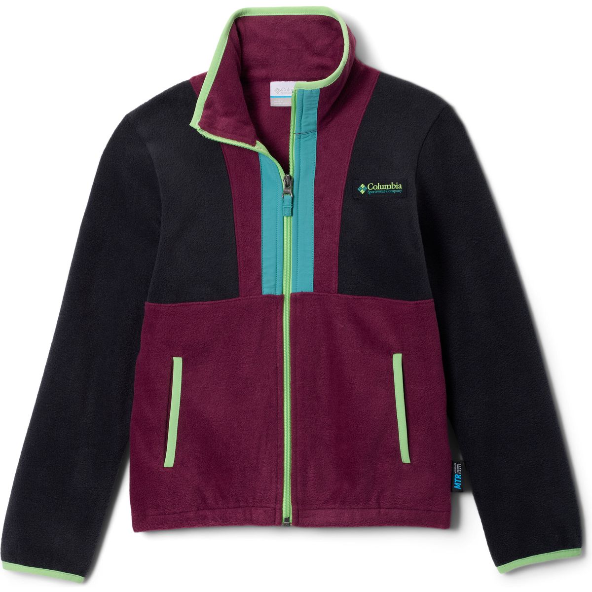 Columbia Youth Back Bowl II Fleece Jacket black, marionberry, teal (013) M 208780-2087801-013-M