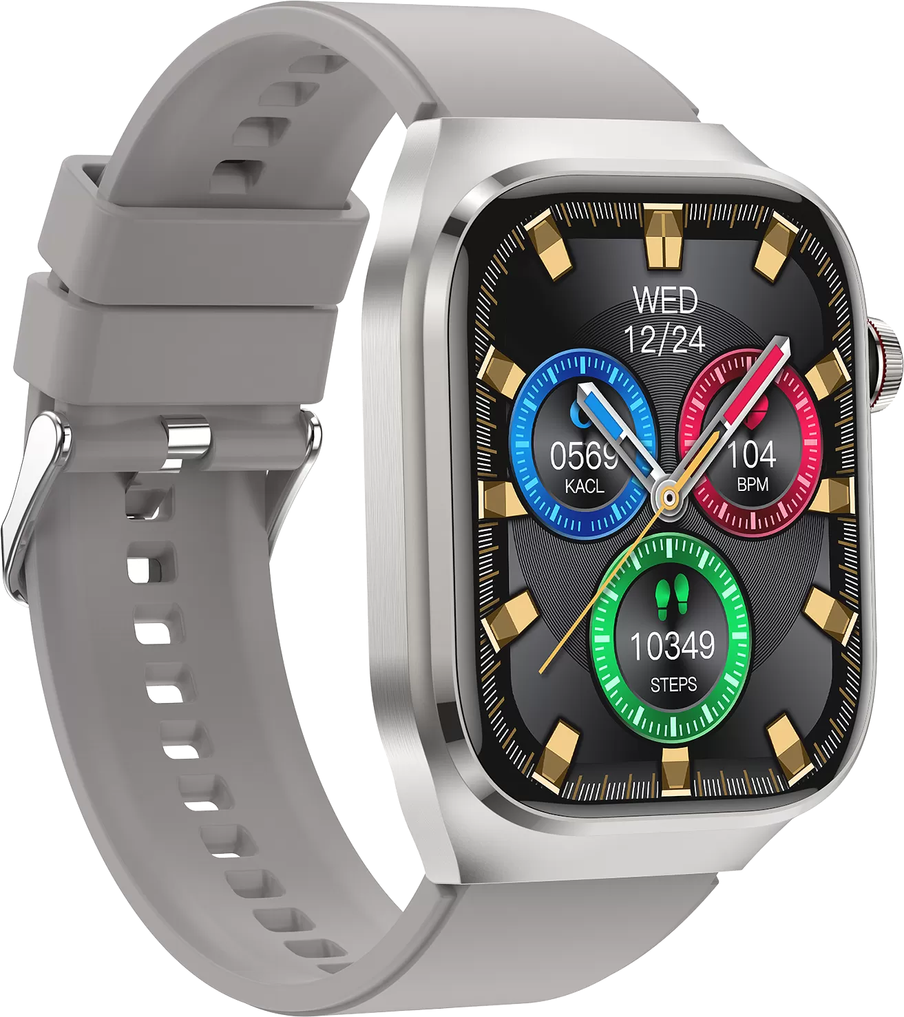 INF Smartwatch mit EKG, Herzfrequenz, Blutdruck, Schlaf, Schrittzähler Grau