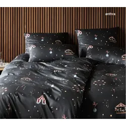 Elegante Mako-Satin Bettwäsche Variete - 155x220 cm + 40x80 cm	anthra