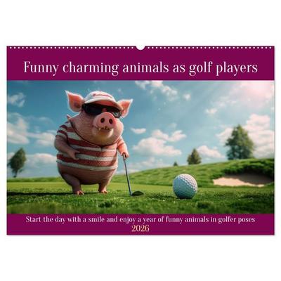 Funny charming animals as golf players (Wall Calendar 2026 DIN A2 landscape), CALVENDO 12 Month Wall Calendar
