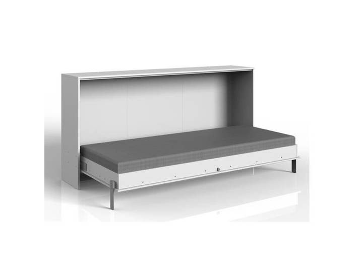 Lit escamotable horizontal Toronto coloris blanc - Longueur 212 x Hauteur 105 x Profondeur 43-117 cm