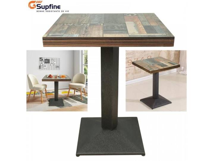 SUPFINE 60 X 60 X 75cm Table de Salle à Manger Carrée Scandinave Pied Unique Plateau en Bois Rembourré