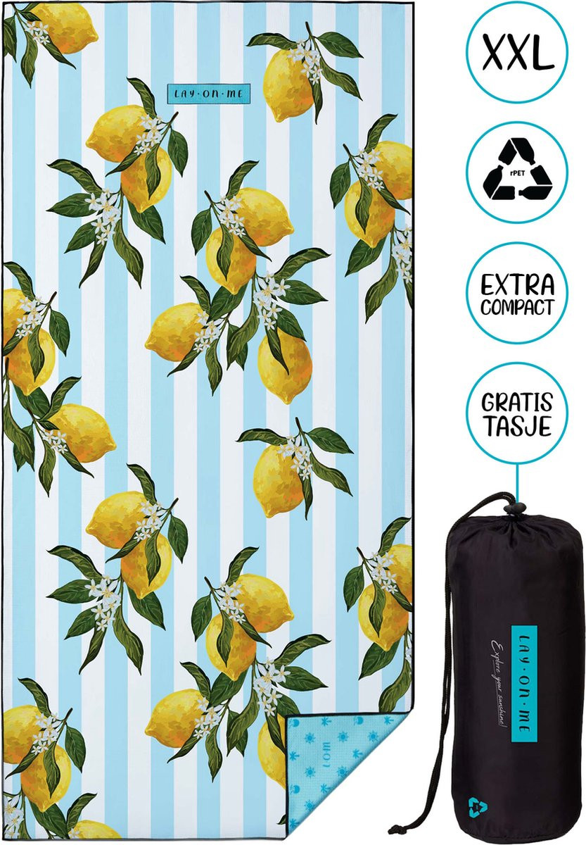 LAY ON ME Lemon Blush Strandlaken 100x200 cm XXL - Microvezel - Zandvrij Badlaken
