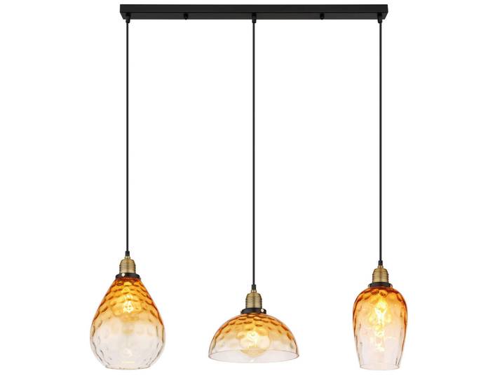 Globo Hängeleuchte, Klar, Schwarz, Messingfarben, Metall, Glas, 25x120x91 cm, Lampen & Leuchten, Innenbeleuchtung, Hängelampen, Pendelleuchte