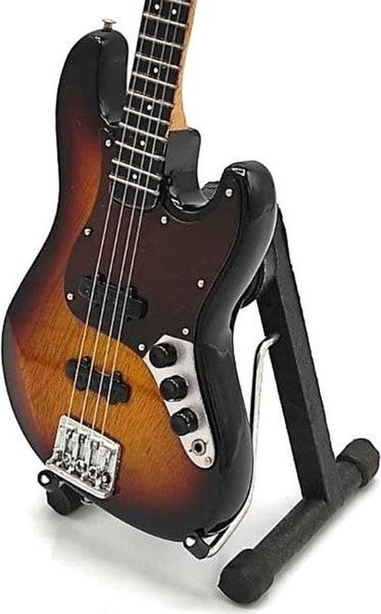 Miniatuur replica Fender Jazz basgitaar van John Paul Jones uit Led Zeppelin