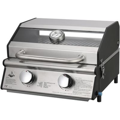 Gasgrill EL FUEGO "Jesolo", silber, B:47,5cm H:31,3cm T:43,2cm, Grills, 6 kW (2 Brenner je 3 kW), mit Piezozündung