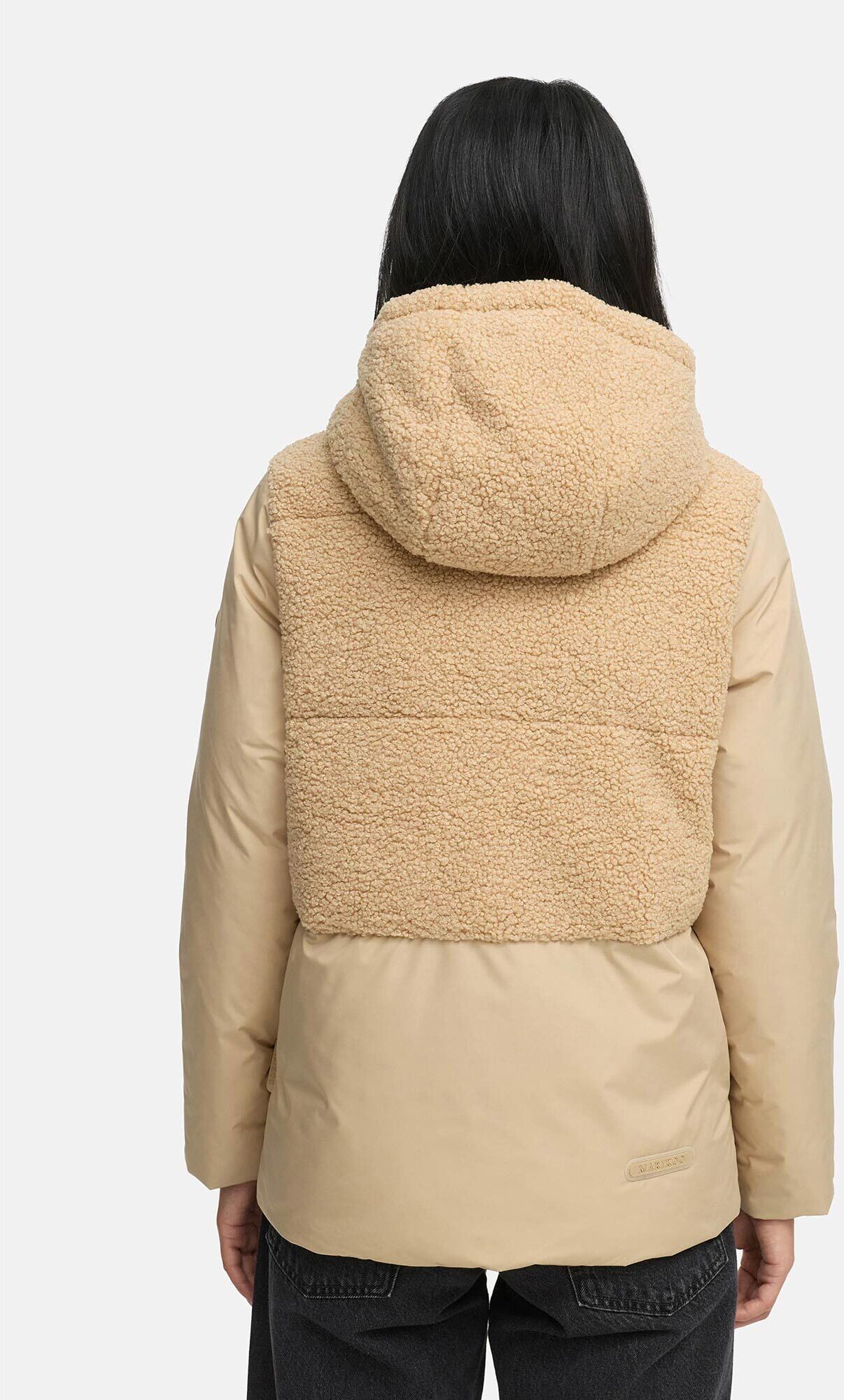 Winterjacke MARIKOO "Sheeta", Damen, Gr. S, beige, Obermaterial: 100% Polyester. Futter: 100% Polyester. Wattierung: 100% Polyester. Ärmelfutter: 100% Polyester, Jacken Winterjacke, Kombination aus Teddyfleece und glattem Material