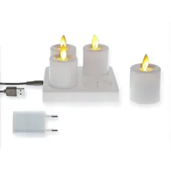 FDL wiederaufladbare LED Wachskerze 4er-Set weiß