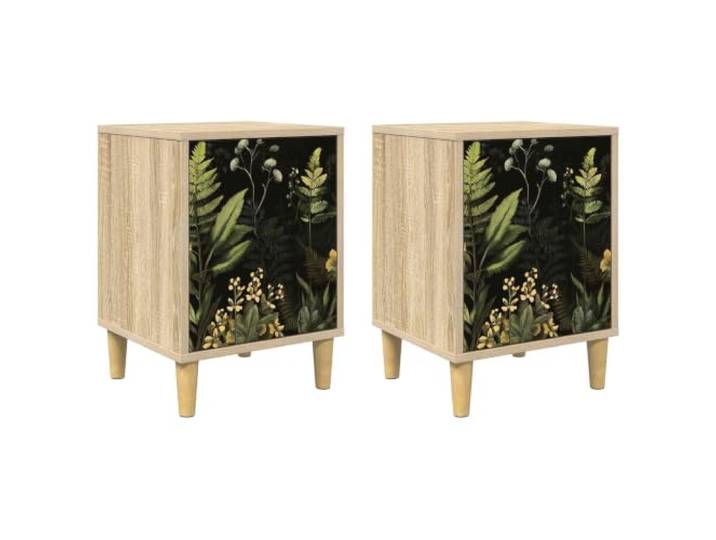 Fisinber Nachttisch 2er Set Sonoma-Eiche 36x33x50 cm RHENEN Zwei moderne Kommoden im Sonoma-Eiche-Look für Schlafzimmer. Erhöhte Füße schützen vor Bodenfeuchtigkeit.