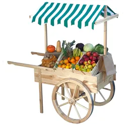 Kiehn-Holz Marktwagen mit Baldachin weiß/grün