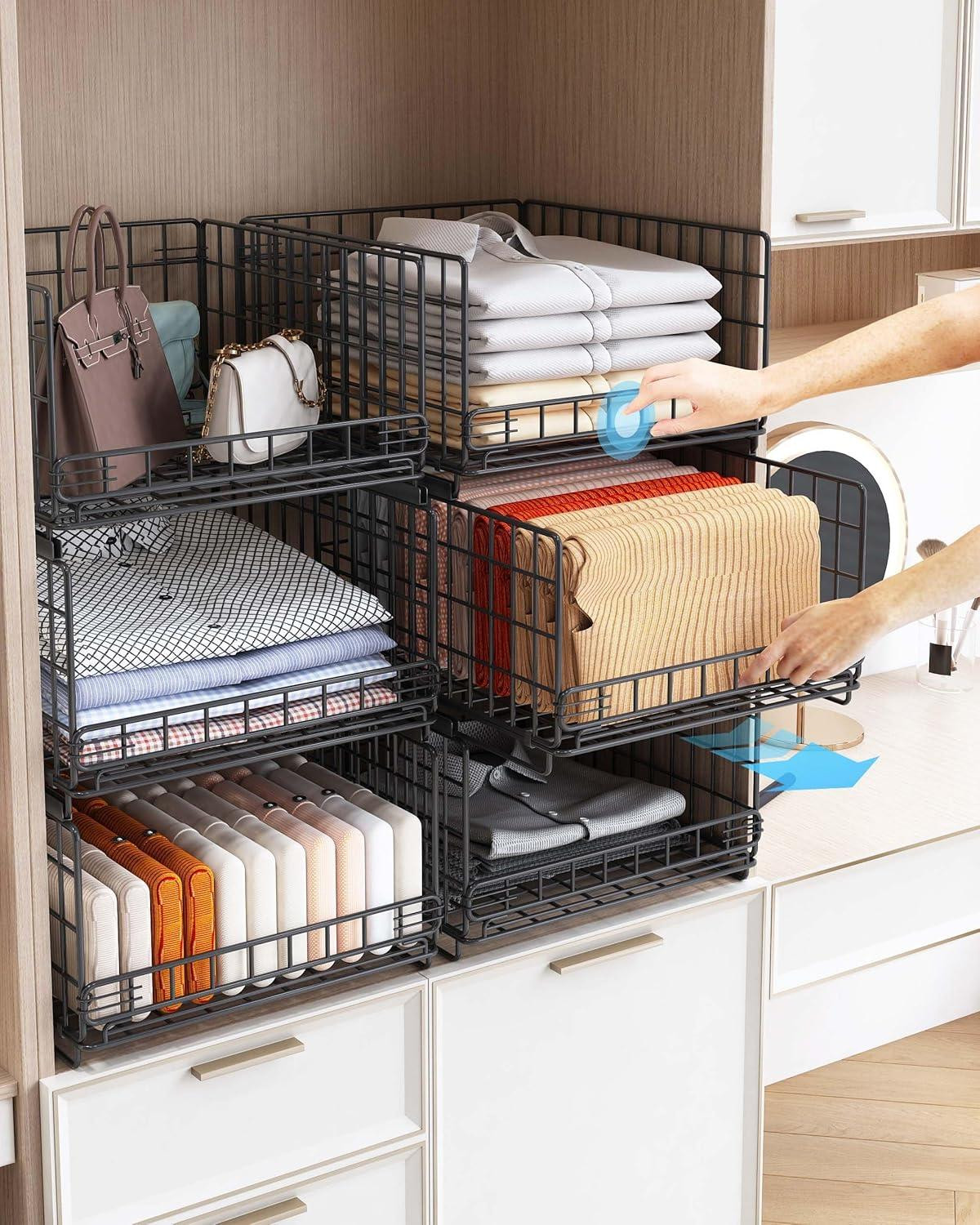 Set van 6 multifunctionele kledingorganizers van solid plastic voor in de keuken of woonkamer