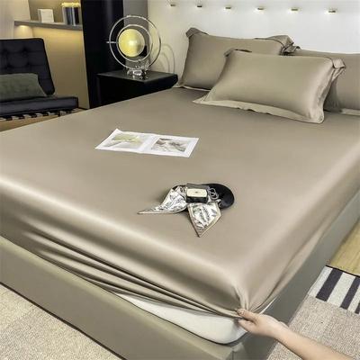 Uplift Picks Mulberry Silk Fitted Sheet Soft Elastic Silk Mattress Cover khaki 140x190x25cm