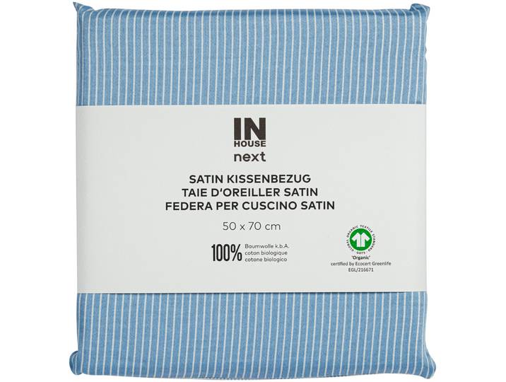 Inhouse Kissen Gots Satin 50x70 Minimo blau