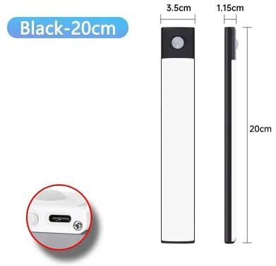 Uplift Essentials LED Cabinet Light Rechargeable Motion Sensor Lamp USB Type C black 15.74 In