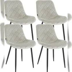 CLP 4er Set Stühle Springs Samt creme