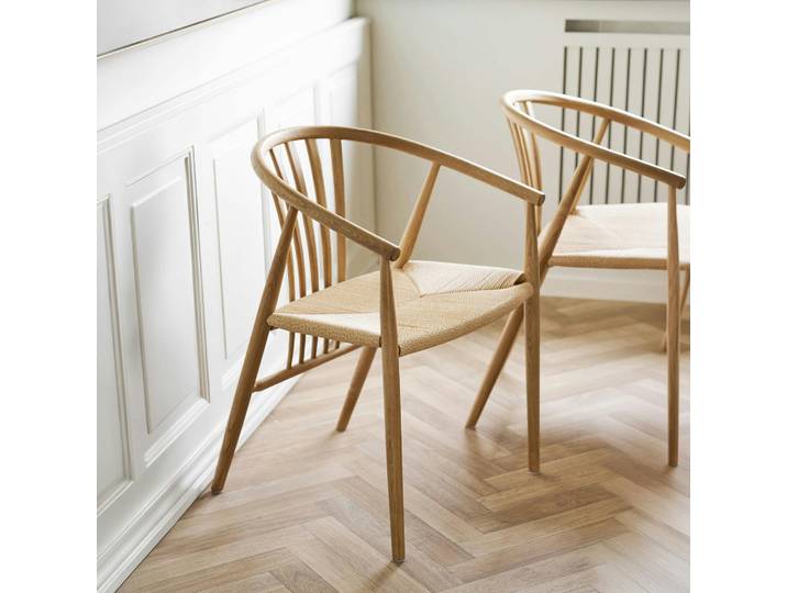 Chaise vintage bois et rotin BERLIN - Bois clair