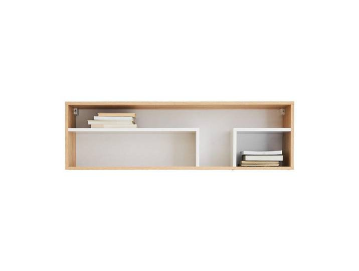 Deine Möbel 24 Kinder-Wandregal Poko 13 105/30/22 cm in Biskuiteiche / Weiß Lux / Grau, Eichefarben, Weiß, Grau, 105x30x22 cm, Wohnzimmer, Regale, Wandregale
