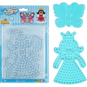 Hama-Perlen Steckplatte 8102, Prinzessin, Set, für Ø 10 mm Maxi Bügelperlen, transparent, 2 Stück