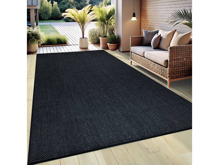 Teppich GOODPRODUCT Anna, auch als Läufer erhältlich Gr. 4, schwarz, B:160cm H:3mm L:230cm, Kunstfaser, Teppiche, Teppich, In- und Outdoor geeignet, Sisal-Optik, Wetterfest & UV-beständig