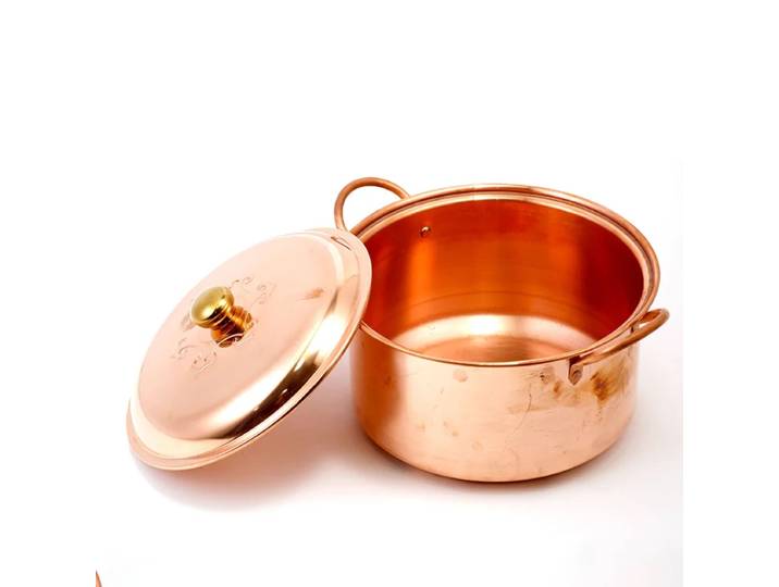 Casserole en cuivre faite à la main, Pot épais chinois classique, isolation thermique fendue en cuivre pur, poêle de grande capacité, Pot en cuivre Durable