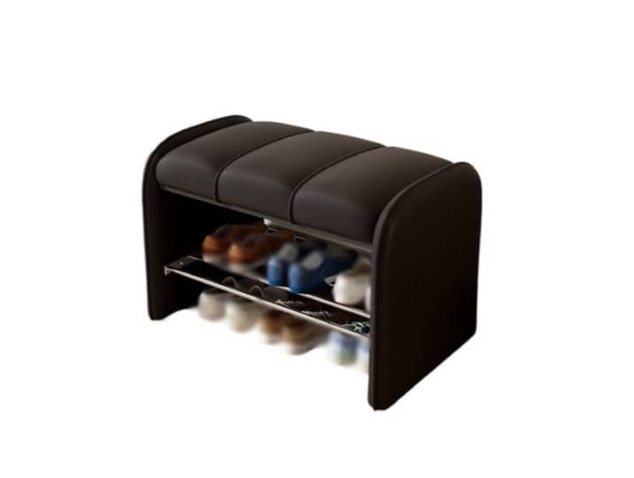 YANG11FAN Schuh-Organizer-Bank mit Kissen for Schlafzimmer,Flur Geräumig(Schwarz,Groß)