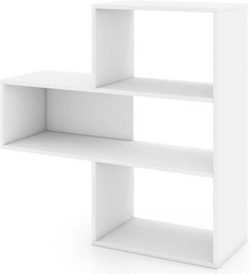 Costway Convex Bookshelf with 3 Open Shelves & Anti-Toppling Device for Living Room-White