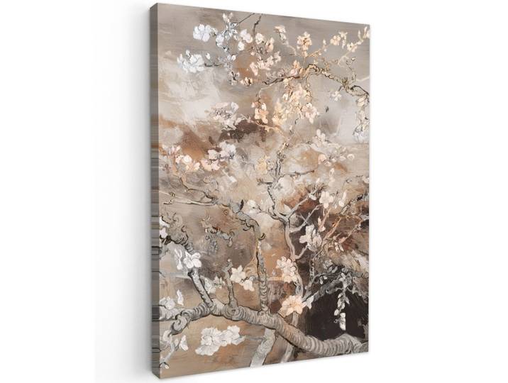 LEINWANDBILD Mandelblüte - Kunst - Van Gogh - Beige - Abstrakt Wanddeko 40x60 cm