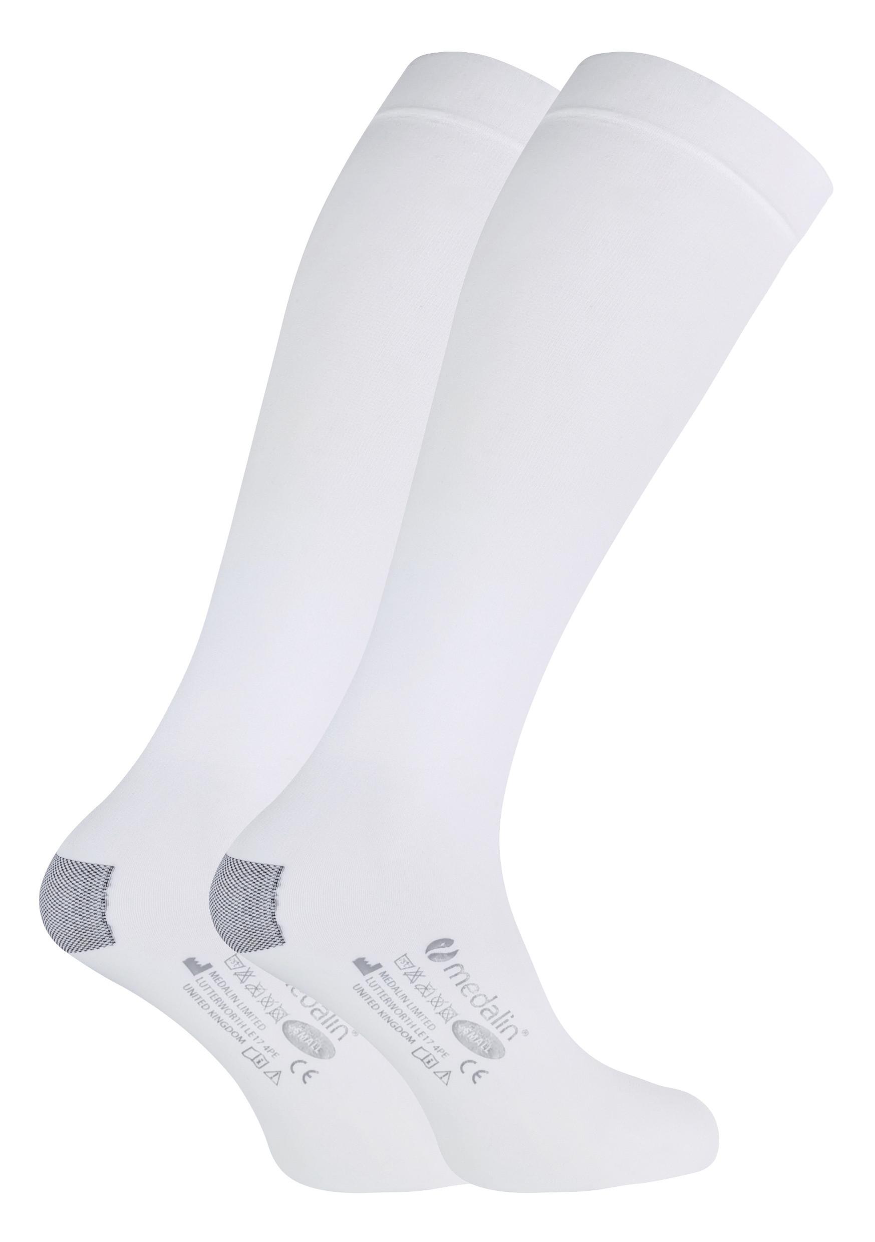 Medalin Saphena - 2er-Pack Kniestrümpfe gegen Embolie | Unisex abgestufte Kompressionsstrümpfe - Weiß