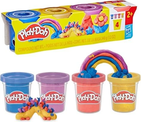 Hasbro Play-Doh 4St Behälter Spezialknete mit Glitter, 4 Stück