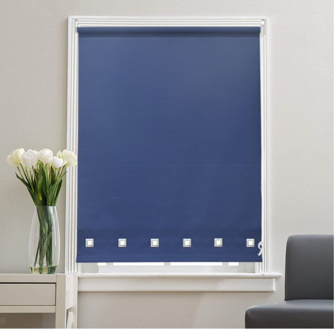 17 Stories Square Eyelet Roller Blinds – Premium Window Shades for Light Control & Privacy Blue 210 cm L x 150 cm W