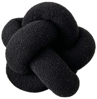 Lush Living Finds Braided Knot Round Ball Pillow, Soft Elastic Hand Knitted Decorative Pillow For Couch black