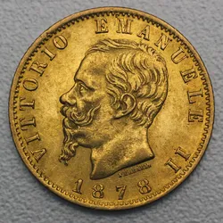 Goldmünze 20 Lire "Vittorio Emanuele II." (Italien)