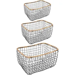 METALLKÖRBE JIMO 3er Set schwarz