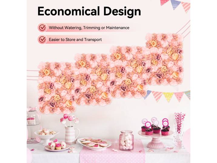 Panneau mural de fleurs artificielles, tissu en soie, décoration de maison écologique, décoration murale DIY pour fond de mariage, 6 pièces