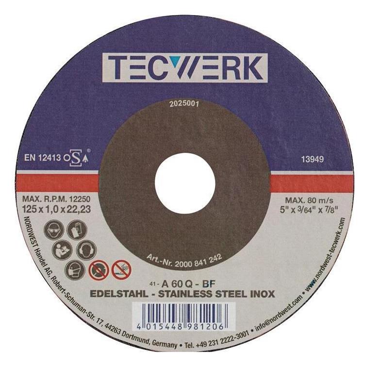 Tecwerk Trennscheibe INOX D180x1,5mm gekröpft INOX Bohrung 22,23 mm (2000841245)
