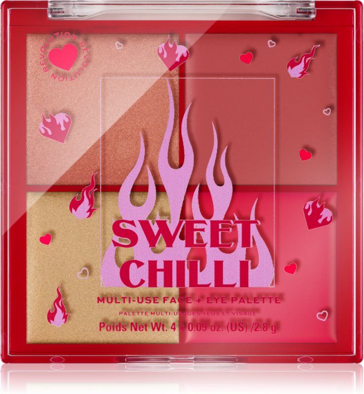 I Heart Revolution Sweet Chilli Blush & Highlight Quad highlighter and blusher palette 4x0.9 g
