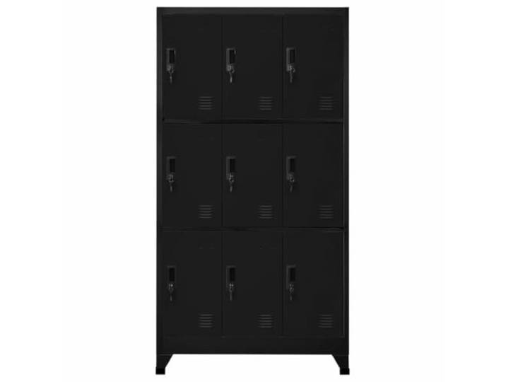 MNCVXAXG Schrank mit Schloss, schwarz, 90 x 45 x 180 cm, Stahl, 9 Türen 9 Türen mit Schlüssel, Lufteinlässe, Kennzeichenhalter, 180 kg Tragkraft, inkl. Wandbefestigung
