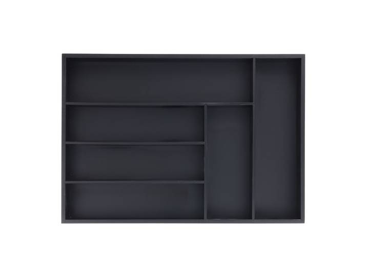 Schwarzer Besteckkasten 6 Fächer Schwarz