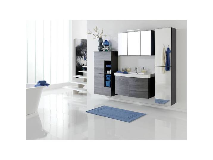 Meuble midi III 65 x 130 x 35cm Gris/Gris gaphite/Imitation chêne argent cendré