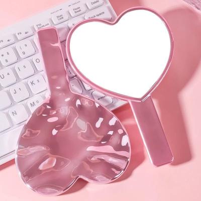 Uplift Picks Heart Shaped Makeup Mirror Portable Metallic Handheld Vanity Mirror u