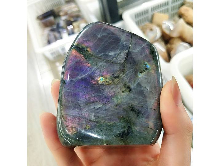 Forme libre naturelle coloré Flash violet lumière feldspat polonais lune roches Labradorite ameublement et décorer chambre cristal de guérison