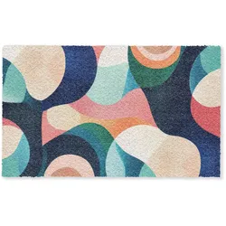 FUSSMATTE Abstrakt - Blau - Rosa Fußabtreter 150x90 cm