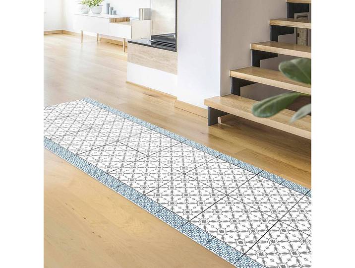 Tapis vinyle carrelage Soleil gris 60 x 180cm Gris