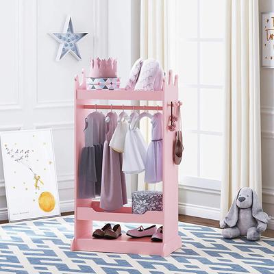 UTEX Kids Dress up Storage with Mirror,Costume Closet for Kids,Open Hanging Armoire Closet,Pretend Storage Closet for Kids