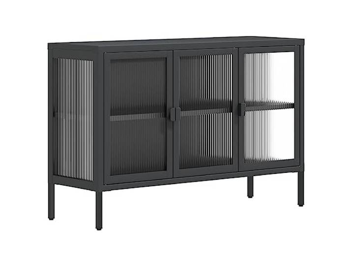 vidaXL Sideboard Schwarz 105x35x70 cm Glas und Stahl